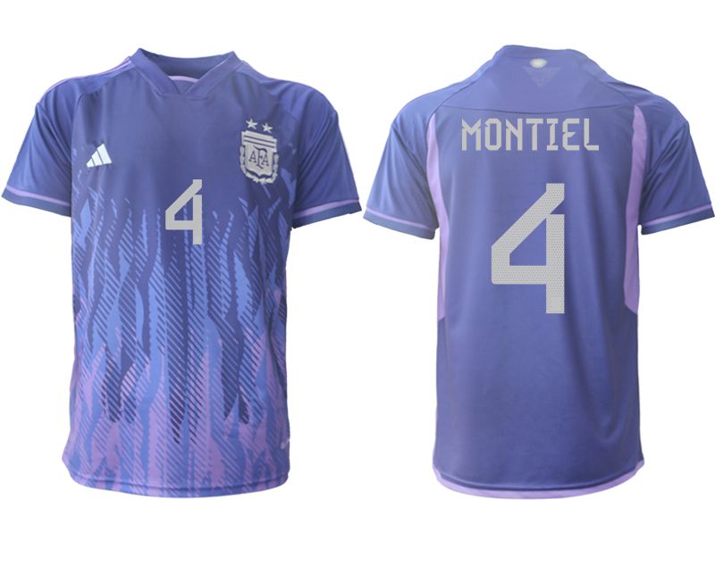 Men 2022 World Cup National Team Argentina away aaa version purple #4 Soccer Jersey->->Soccer Country Jersey
